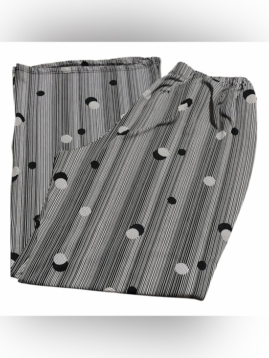 Love Ryan Pants - Love Ryan Black & White Polka Dot Striped Wide Leg Pants